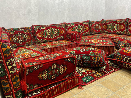U förmiges orientalisches Sofa Set, Majlis-Sitzmöbel, Arabische Majlis, Bodenkissen, Türkisches Bode