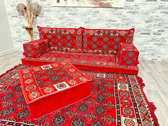 Orientalisches Sofa Set, Majlis-Sitzmöbel, Bodenkissen, Arabische Majlis, Türkisches Boden Sitzset