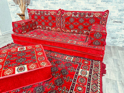 Orientalisches Sofa Set, Majlis-Sitzmöbel, Bodenkissen, Arabische Majlis, Türkisches Boden Sitzset