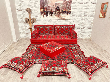 Orientalisches Sofa Set, Majlis-Sitzmöbel, Bodenkissen, Arabische Majlis, Türkisches Boden Sitzset