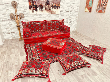 Orientalisches Sofa Set, Majlis-Sitzmöbel, Bodenkissen, Arabische Majlis, Türkisches Boden Sitzset