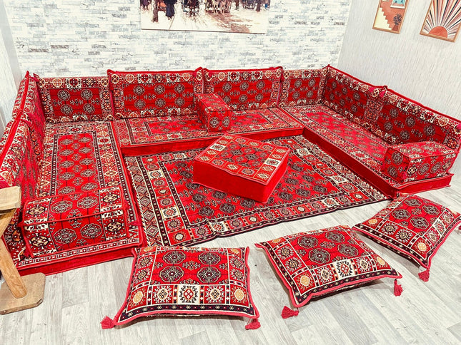 U förmiges orientalisches Sofa Set, Majlis-Sitzmöbel, Arabische Majlis, Bodenkissen, Türkisches Bode