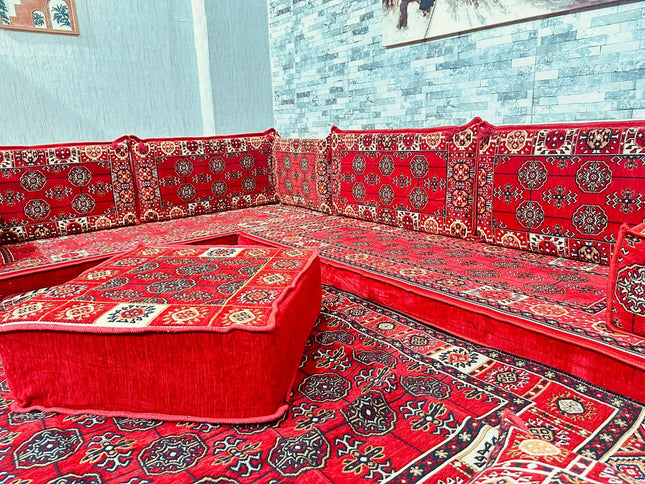 U förmiges orientalisches Sofa Set, Majlis-Sitzmöbel, Arabische Majlis, Bodenkissen, Türkisches Bode