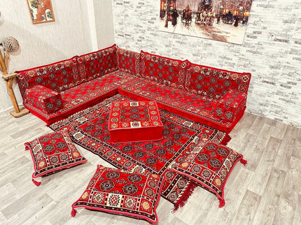 L förmiges orientalisches Sofa Set, Majlis-Sitzmöbel, Bodenkissen, Arabische Majlis, Türkisches Bode