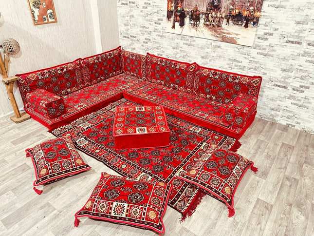 L förmiges orientalisches Sofa Set, Majlis-Sitzmöbel, Bodenkissen, Arabische Majlis, Türkisches Bode