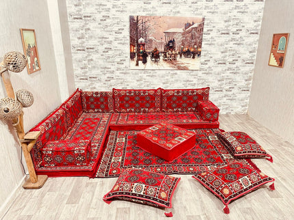 L förmiges orientalisches Sofa Set, Majlis-Sitzmöbel, Bodenkissen, Arabische Majlis, Türkisches Bode
