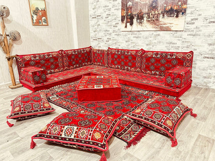 L förmiges orientalisches Sofa Set, Majlis-Sitzmöbel, Bodenkissen, Arabische Majlis, Türkisches Bode
