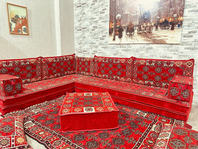 L förmiges orientalisches Sofa Set, Majlis-Sitzmöbel, Bodenkissen, Arabische Majlis, Türkisches Bode