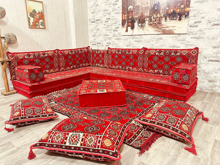 L förmiges orientalisches Sofa Set, Majlis-Sitzmöbel, Bodenkissen, Arabische Majlis, Türkisches Bode