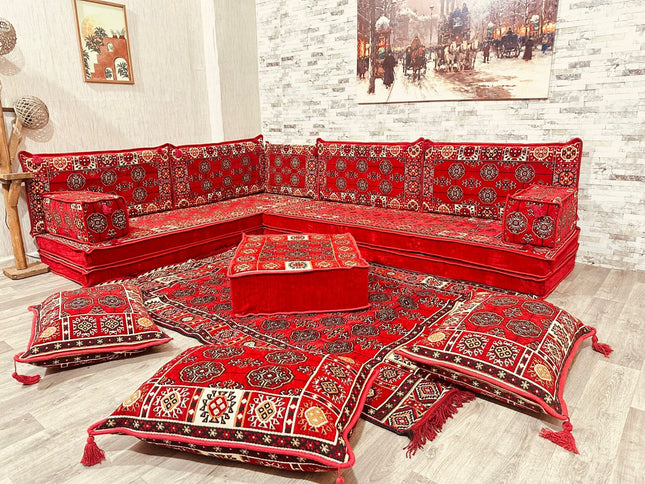 L förmiges orientalisches Sofa Set, Majlis-Sitzmöbel, Bodenkissen, Arabische Majlis, Türkisches Bode