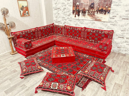L förmiges orientalisches Sofa Set, Majlis-Sitzmöbel, Bodenkissen, Arabische Majlis, Türkisches Bode