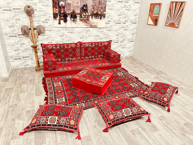 Orientalisches Sofa Set, Majlis-Sitzmöbel, Bodenkissen, Arabische Majlis, Türkisches Boden Sitzset