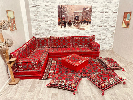 L förmiges orientalisches Sofa Set, Majlis-Sitzmöbel, Bodenkissen, Arabische Majlis, Türkisches Bode