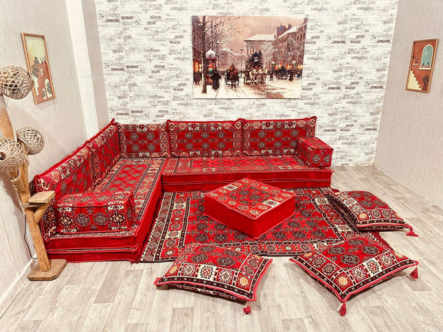L förmiges orientalisches Sofa Set, Majlis-Sitzmöbel, Bodenkissen, Arabische Majlis, Türkisches Bode