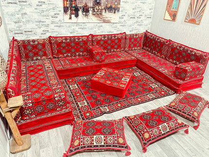 U förmiges orientalisches Sofa Set, Majlis-Sitzmöbel, Arabische Majlis, Bodenkissen, Türkisches Bode