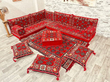 L förmiges orientalisches Sofa Set, Majlis-Sitzmöbel, Bodenkissen, Arabische Majlis, Türkisches Bode
