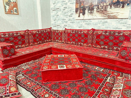 L förmiges orientalisches Sofa Set, Majlis-Sitzmöbel, Bodenkissen, Arabische Majlis, Türkisches Bode