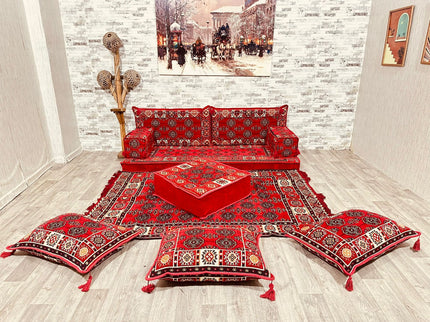 Orientalisches Sofa Set, Majlis-Sitzmöbel, Bodenkissen, Arabische Majlis, Türkisches Boden Sitzset