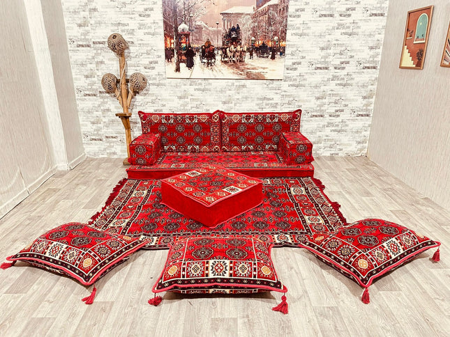 Orientalisches Sofa Set, Majlis-Sitzmöbel, Bodenkissen, Arabische Majlis, Türkisches Boden Sitzset