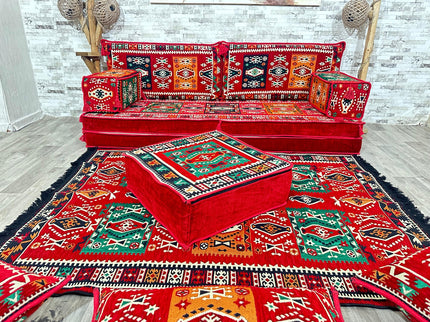 Orientalisches Sofa Set, Majlis-Sitzmöbel, Bodenkissen, Arabische Majlis, Türkisches Boden Sitzset
