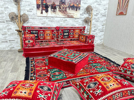 Orientalisches Sofa Set, Majlis-Sitzmöbel, Bodenkissen, Arabische Majlis, Türkisches Boden Sitzset