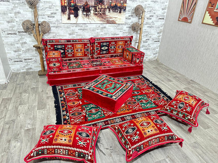 Orientalisches Sofa Set, Majlis-Sitzmöbel, Bodenkissen, Arabische Majlis, Türkisches Boden Sitzset