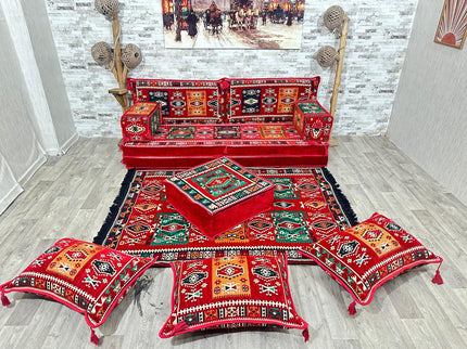 Orientalisches Sofa Set, Majlis-Sitzmöbel, Bodenkissen, Arabische Majlis, Türkisches Boden Sitzset