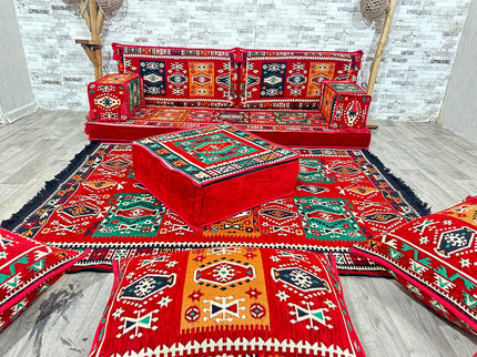 Orientalisches Sofa Set, Majlis-Sitzmöbel, Bodenkissen, Arabische Majlis, Türkisches Boden Sitzset