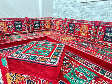 L förmiges orientalisches Sofa Set, Majlis-Sitzmöbel, Bodenkissen, Arabische Majlis, Türkisches Bode