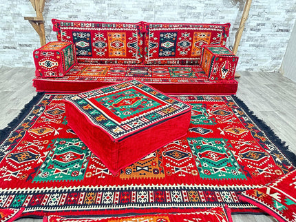 Orientalisches Sofa Set, Majlis-Sitzmöbel, Bodenkissen, Arabische Majlis, Türkisches Boden Sitzset