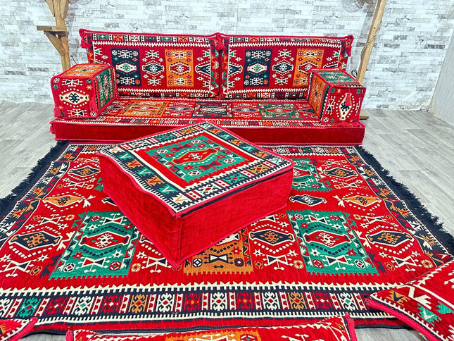 Orientalisches Sofa Set, Majlis-Sitzmöbel, Bodenkissen, Arabische Majlis, Türkisches Boden Sitzset