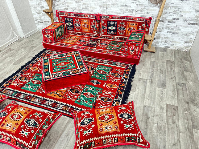 Orientalisches Sofa Set, Majlis-Sitzmöbel, Bodenkissen, Arabische Majlis, Türkisches Boden Sitzset