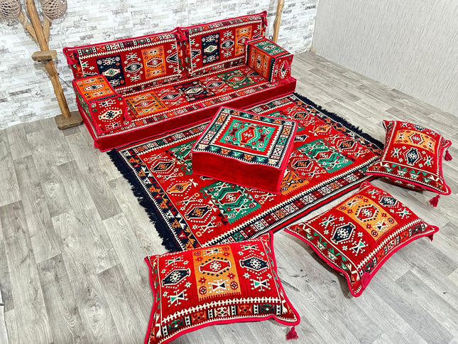 Orientalisches Sofa Set, Majlis-Sitzmöbel, Bodenkissen, Arabische Majlis, Türkisches Boden Sitzset