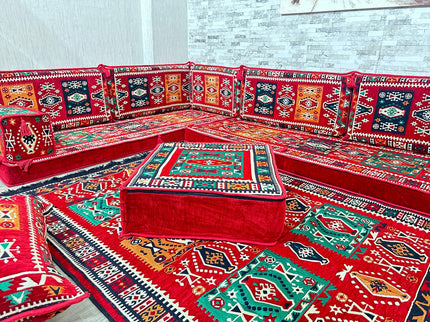 L förmiges orientalisches Sofa Set, Majlis-Sitzmöbel, Bodenkissen, Arabische Majlis, Türkisches Bode