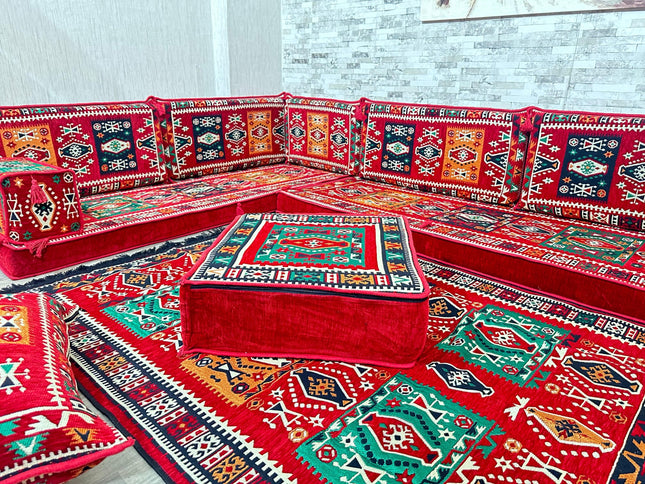 L förmiges orientalisches Sofa Set, Majlis-Sitzmöbel, Bodenkissen, Arabische Majlis, Türkisches Bode