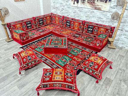 L förmiges orientalisches Sofa Set, Majlis-Sitzmöbel, Bodenkissen, Arabische Majlis, Türkisches Bode