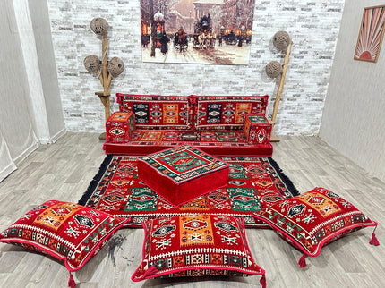 Orientalisches Sofa Set, Majlis-Sitzmöbel, Bodenkissen, Arabische Majlis, Türkisches Boden Sitzset