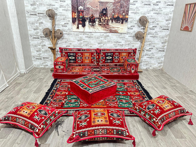 Orientalisches Sofa Set, Majlis-Sitzmöbel, Bodenkissen, Arabische Majlis, Türkisches Boden Sitzset