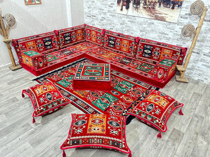 L förmiges orientalisches Sofa Set, Majlis-Sitzmöbel, Bodenkissen, Arabische Majlis, Türkisches Bode