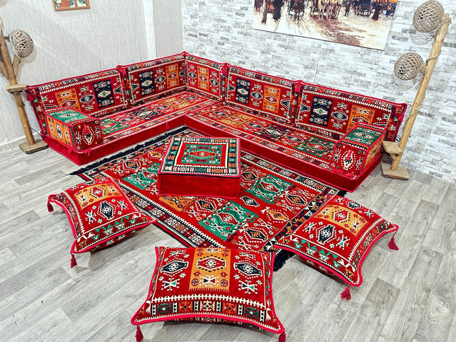 L förmiges orientalisches Sofa Set, Majlis-Sitzmöbel, Bodenkissen, Arabische Majlis, Türkisches Bode