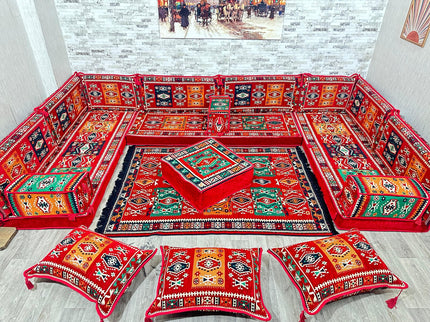 U förmiges orientalisches Sofa Set, Majlis-Sitzmöbel, Arabische Majlis, Bodenkissen, Türkisches Bode