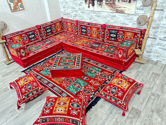 L förmiges orientalisches Sofa Set, Majlis-Sitzmöbel, Bodenkissen, Arabische Majlis, Türkisches Bode