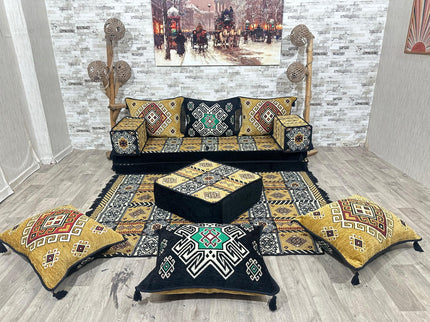 Orientalisches Sofa Set, Majlis-Sitzmöbel, Bodenkissen, Arabische Majlis, Türkisches Boden Sitzset