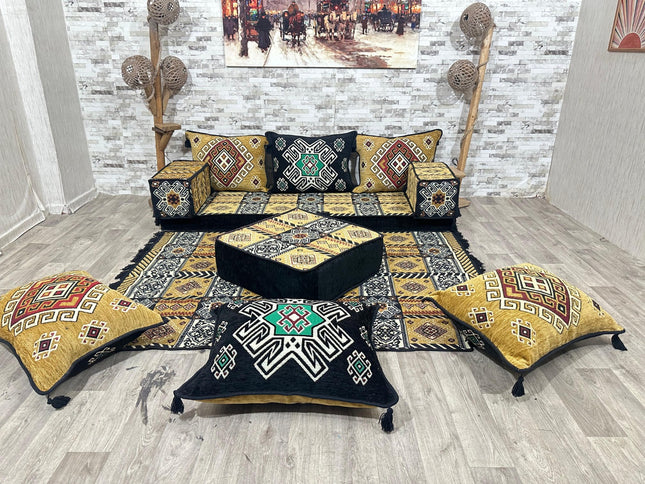 Orientalisches Sofa Set, Majlis-Sitzmöbel, Bodenkissen, Arabische Majlis, Türkisches Boden Sitzset