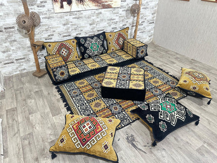 Orientalisches Sofa Set, Majlis-Sitzmöbel, Bodenkissen, Arabische Majlis, Türkisches Boden Sitzset