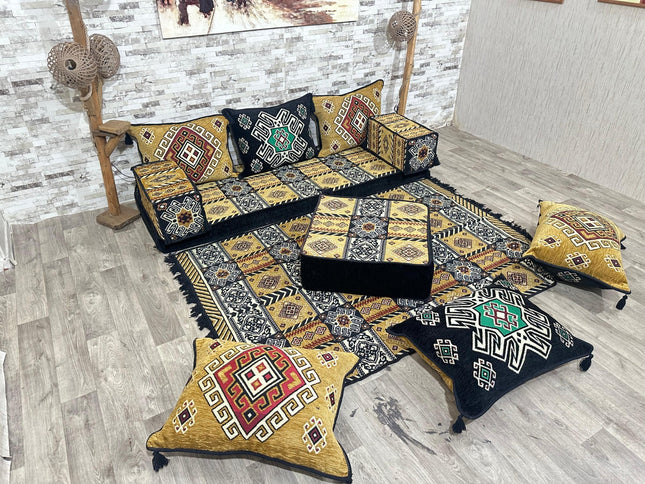 Orientalisches Sofa Set, Majlis-Sitzmöbel, Bodenkissen, Arabische Majlis, Türkisches Boden Sitzset