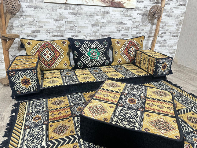 Orientalisches Sofa Set, Majlis-Sitzmöbel, Bodenkissen, Arabische Majlis, Türkisches Boden Sitzset