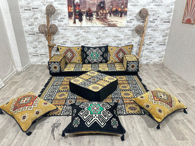 Orientalisches Sofa Set, Majlis-Sitzmöbel, Bodenkissen, Arabische Majlis, Türkisches Boden Sitzset