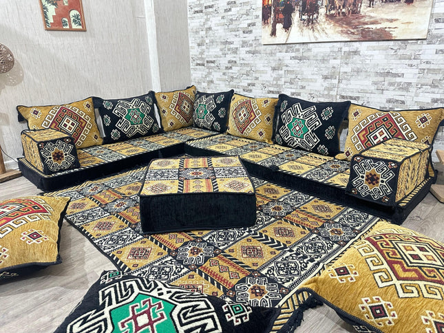L förmiges orientalisches Sofa Set, Majlis-Sitzmöbel, Bodenkissen, Arabische Majlis, Türkisches Bode