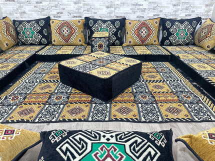 U förmiges orientalisches Sofa Set, Majlis-Sitzmöbel, Arabische Majlis, Bodenkissen, Türkisches Bode